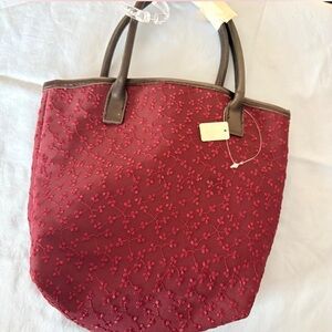 Victoria’s Secret Elegant Red Embroidered Tote Bag